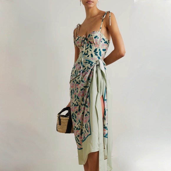 Agua by Agua Bendita Lavanda Cotton & Silk Blend Pareo and swimsuit in size M. - Picture 2 of 14